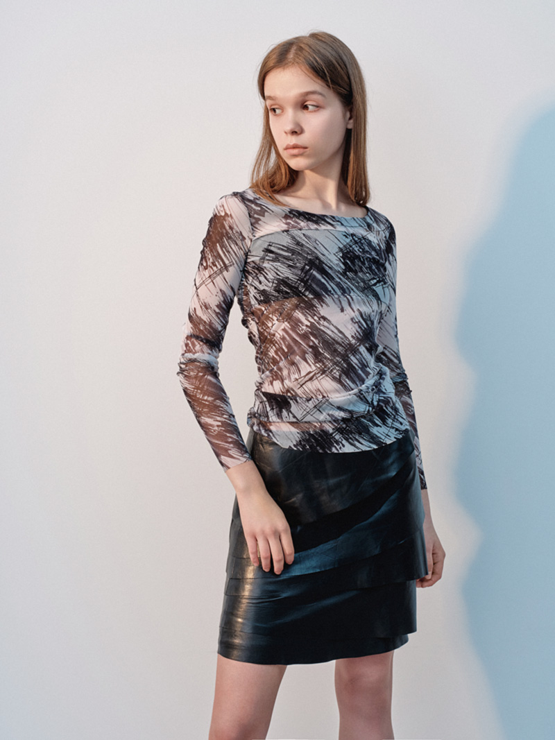 Top with abstract print